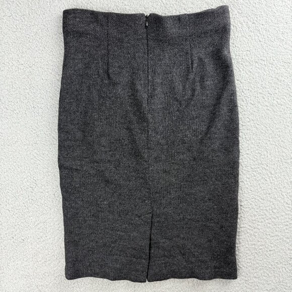 Vintage Ralph Lauren Skirt Womens Medium Grey Wool Pencil Knee Herringbone Y2K 1 - Picture 2 of 7